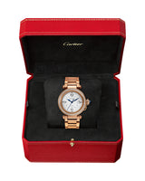 PASHA DE CARTIER, 35 MM, AUTOMATIC MOVEMENT, ROSE GOLD, DIAMONDS, INTERCHANGEABLE METAL AND LEATHER STRAPS