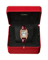 SANTOS DUMONT, SMALL, ROSE GOLD, LEATHER, DIAMONDS