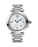 PASHA DE CARTIER, 41 MM, AUTOMATIC MOVEMENT, STEEL, INTERCHANGEABLE METAL AND LEATHER STRAPS