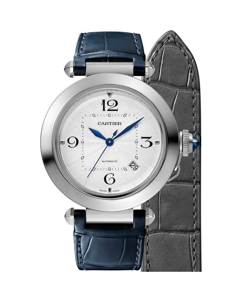 PASHA DE CARTIER, 41 MM, AUTOMATIC MOVEMENT, STEEL, INTERCHANGEABLE LEATHER STRAPS