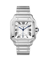 SANTOS DE CARTIER, LARGE, AUTOMATIC, STEEL, INTERCHANGEABLE METAL AND LEATHER BRACELETS
