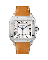 SANTOS DE CARTIER, LARGE, AUTOMATIC, STEEL, INTERCHANGEABLE METAL AND LEATHER BRACELETS