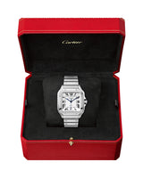 SANTOS DE CARTIER, LARGE, AUTOMATIC, STEEL, INTERCHANGEABLE METAL AND LEATHER BRACELETS