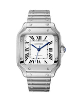 SANTOS DE CARTIER, MEDIUM, AUTOMATIC, STEEL, INTERCHANGEABLE STEEL AND LEATHER BRACELETS