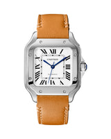 SANTOS DE CARTIER, MEDIUM, AUTOMATIC, STEEL, INTERCHANGEABLE STEEL AND LEATHER BRACELETS