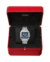 SANTOS DE CARTIER, LARGE, AUTOMATIC, STEEL, INTERCHANGEABLE STEEL AND LEATHER BRACELETS