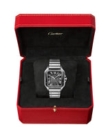 SANTOS DE CARTIER, LARGE, AUTOMATIC, STEEL, ADLC, INTERCHANGEABLE METAL AND RUBBER BRACELETS