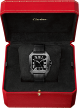 SANTOS DE CARTIER, LARGE, AUTOMATIC, STEEL, ADLC, INTERCHANGEABLE RUBBER AND LEATHER BRACELETS