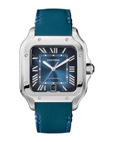 SANTOS DE CARTIER, LARGE, AUTOMATIC, STEEL, INTERCHANGEABLE STEEL AND LEATHER BRACELETS