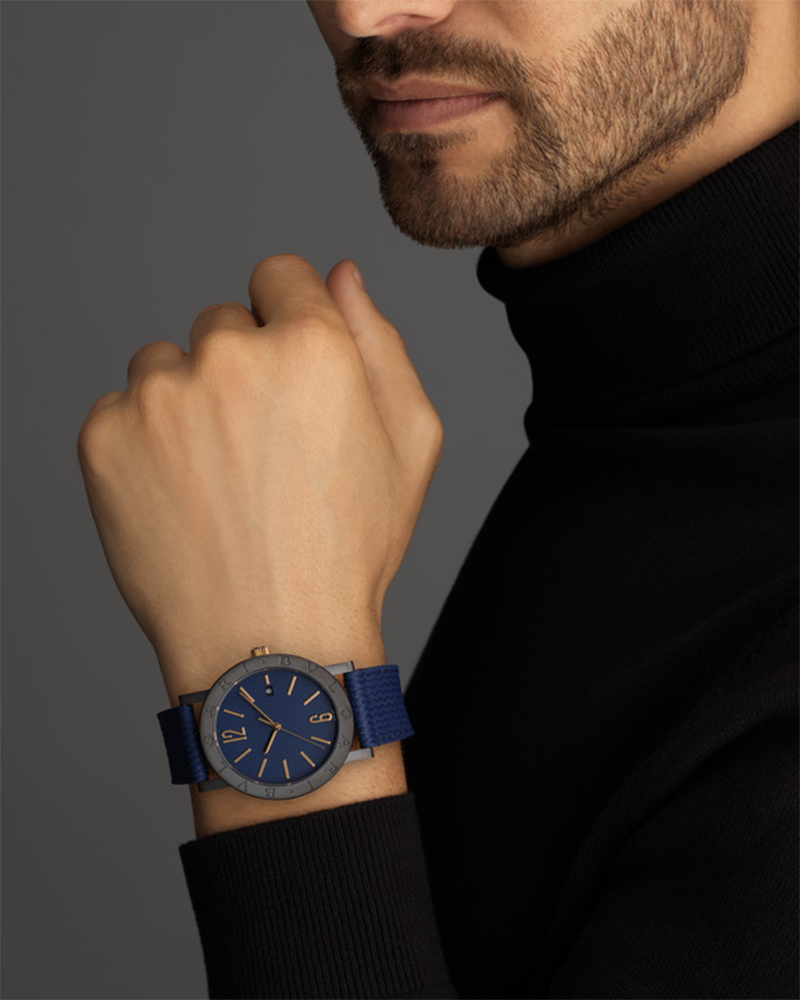 Bvlgari - Bvlgari Bvlgari Watch For Men with Blue Rubber Strap Bvlgari - Bvlgari Bvlgari Watch For Men with Blue Rubber Strap