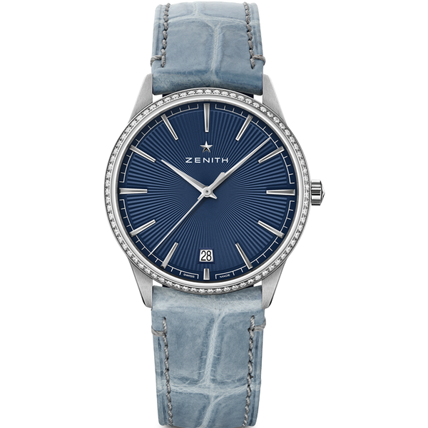 Zenith - Elite Classic Watch for Women with Blue Leather Strap