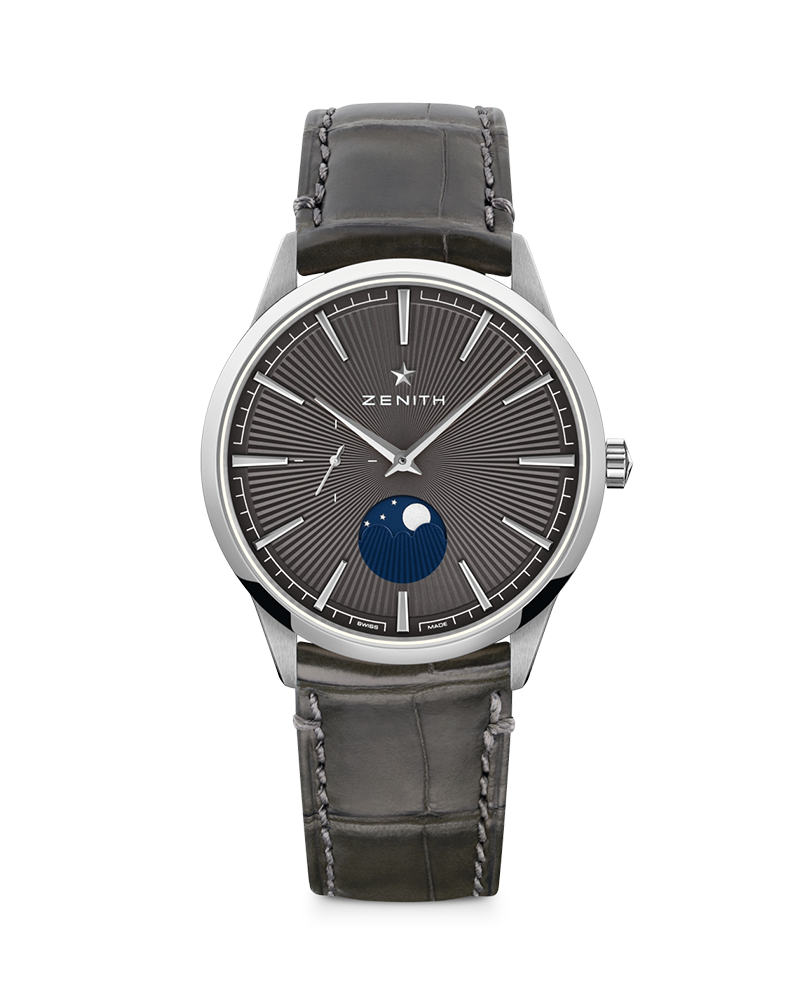 Zenith - Elite Moonphase Watch for Men with Grey Leather Strap - 03. ...