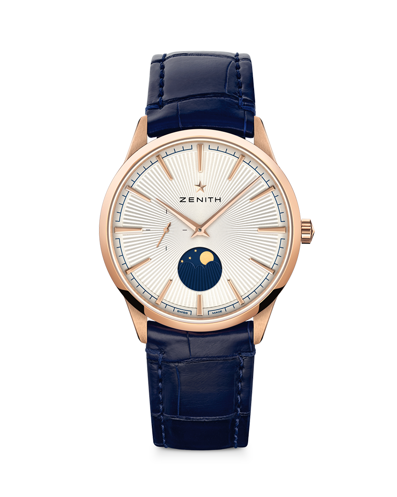 Zenith - Elite Moonphase Watch for Men with Blue Leather Strap - 18. ...