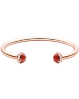 ROSE GOLD CARNELIAN DIAMOND OPEN BANGLE BRACELET (SIZE 16)