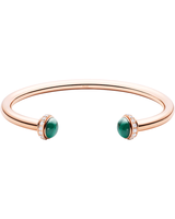 ROSE GOLD MALACHITE DIAMOND OPEN BANGLE BRACELET (SIZE 15)