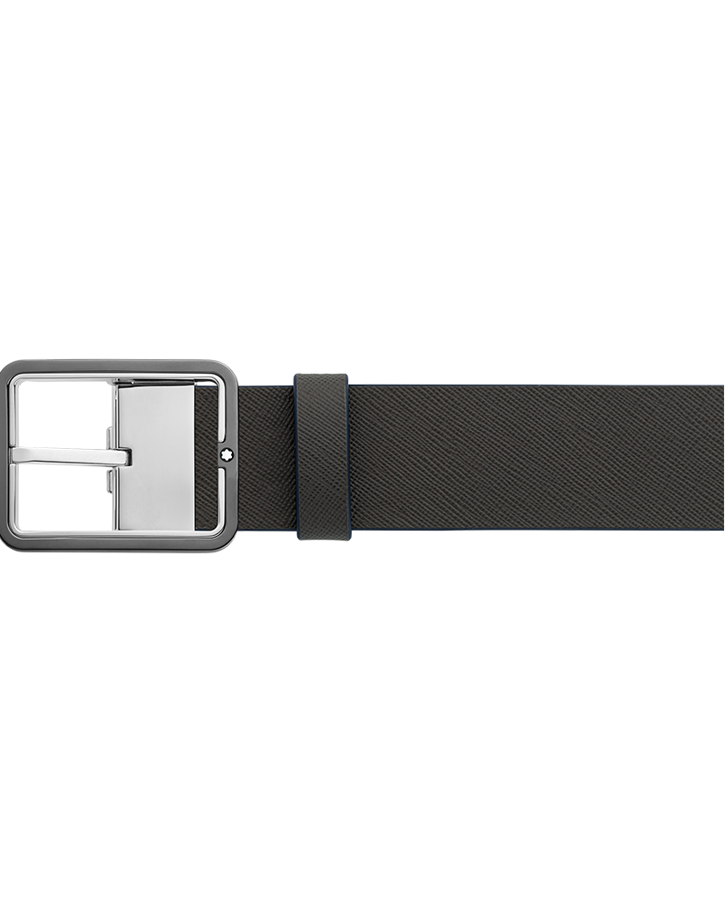 Blue/gray 35 mm reversible leather belt