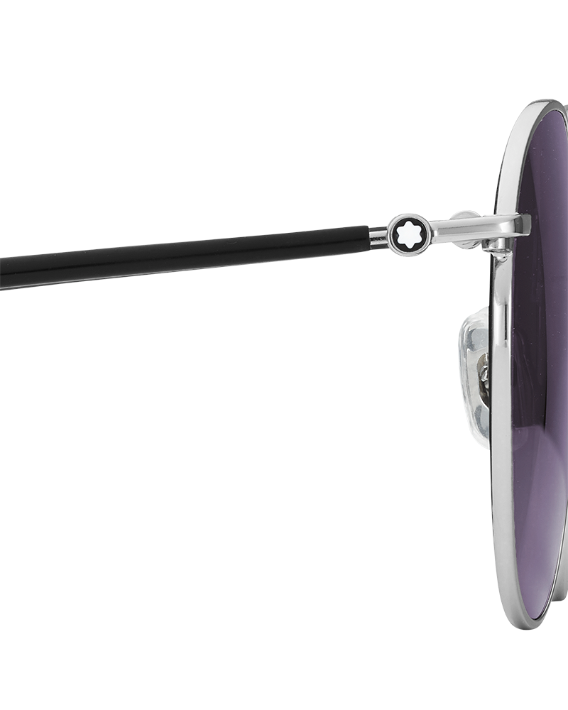 Round Sunglasses with Silver-Colored Metal Frame