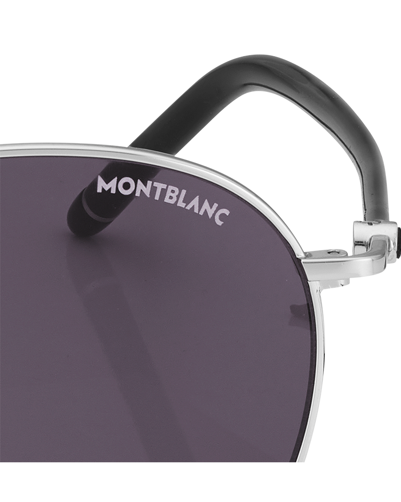 Round Sunglasses with Silver-Colored Metal Frame