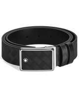 MARQUETRY PLATE BUCKLE BLACK/BLACK 30MM REVERSIBLE LEATHER BELT
