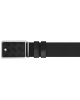 MARQUETRY PLATE BUCKLE BLACK/BLACK 30MM REVERSIBLE LEATHER BELT