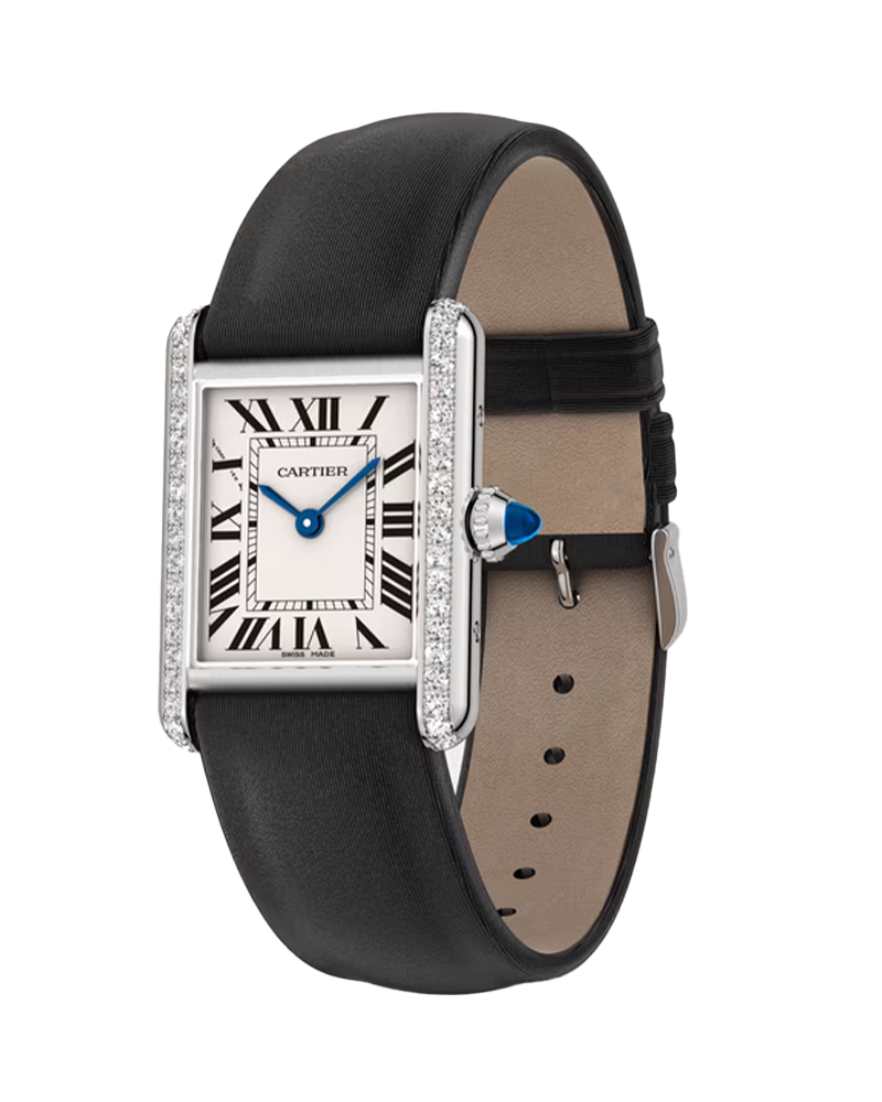 TANK MUST, SMALL, QUARTZ, STEEL, DIAMONDS, LEATHER