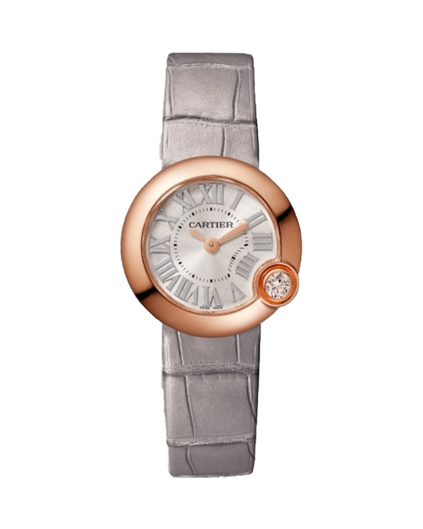 BALLON BLANC DE CARTIER WATCH 26MM, QUARTZ MOVEMENT, ROSE GOLD, DIAMOND, LEATHER