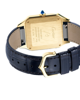 SANTOS-DUMONT WATCH,LARGE,YELLOW GOLD LEATHER