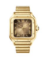 SANTOS DE CARTIER WATCH LARGE MODEL, AUTOMATIC MOVEMENT, YELLOW GOLD, INTERCHANGEABLE METAL AND LEATHER BRACELETS