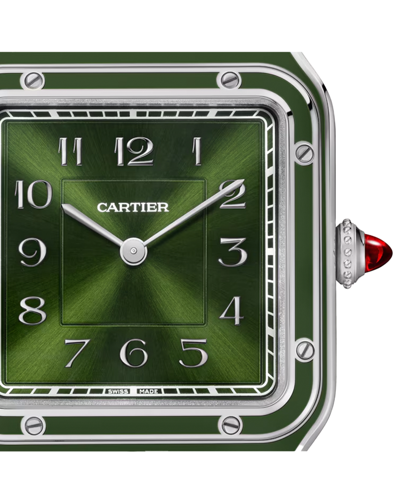 Santos-Dumont watch Large, hand-wound movement, platinum, leather