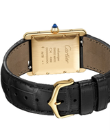 Tank Louis Cartier, Large, Yellow Gold, Black Leather