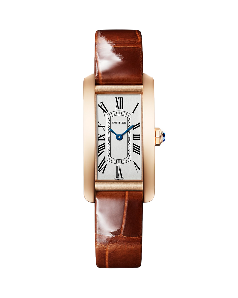 TANK AMÉRICAINE WATCH SMALL MODEL, QUARTZ MOVEMENT, ROSE GOLD, LEATHER