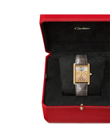 TANK LOUIS CARTIER WATCH LARGE MODEL, HAND-WOUND MECHANICAL MOVEMENT, YELLOW GOLD, LEATHER