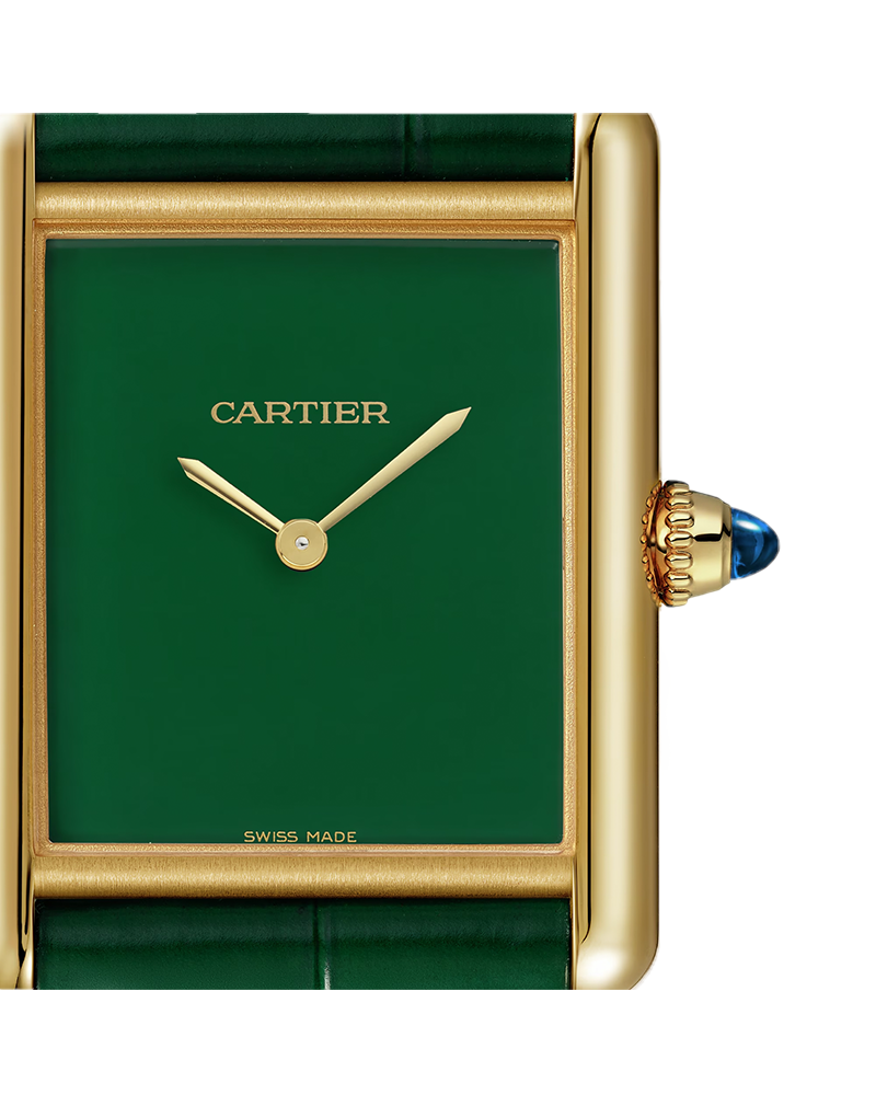 TANK LOUIS CARTIER WATCH LARGE MODEL, HAND-WOUND MECHANICAL MOVEMENT, YELLOW GOLD, LEATHER