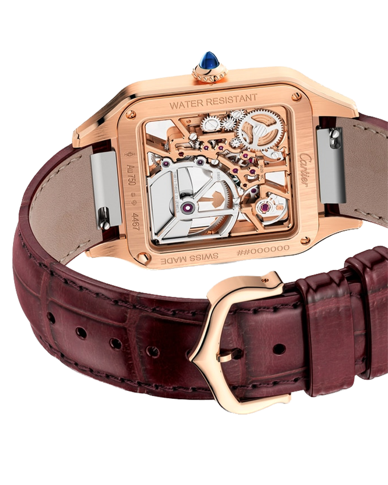 Santos-Dumont Micro-rotor Skeleton Watch, Large, Rose Gold