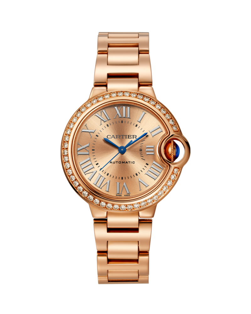 Ballon Bleu De Cartier, 33 mm, Rose Gold, Diamonds