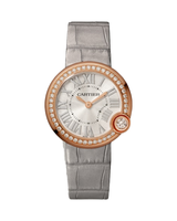 BALLON BLANC DE CARTIER WATCH 30MM, QUARTZ MOVEMENT, ROSE GOLD, DIAMONDS, LEATHER