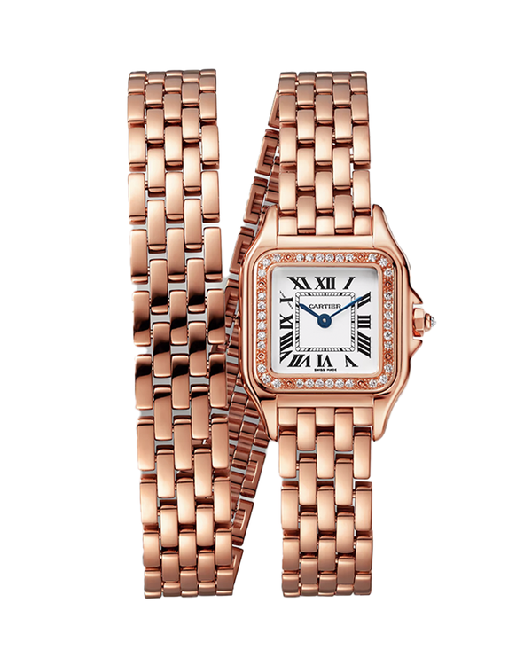 PANTHÈRE DE CARTIER WATCH, Small model, quartz movement, rose gold, diamonds