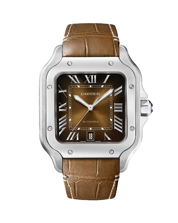 Santos De Cartier, Large, Automatic, Steel, Interchangeable Metal And Leather Bracelets