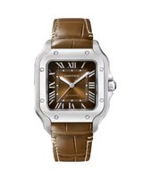 SANTOS DE CARTIER WATCH MEDIUM MODEL, AUTOMATIC MOVEMENT, STEEL, INTERCHANGEABLE METAL AND LEATHER STRAPS