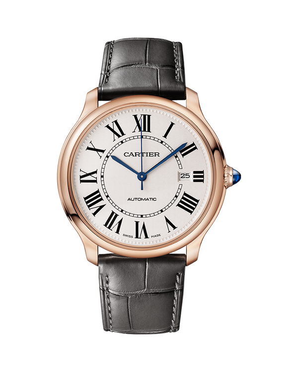 RONDE LOUIS CARTIER, 40 MM, ROSE GOLD, LEATHER