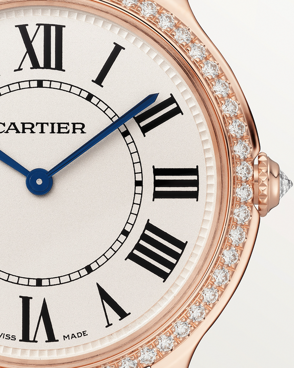 RONDE LOUIS CARTIER, 36 MM, ROSE GOLD, DIAMONDS, LEATHER