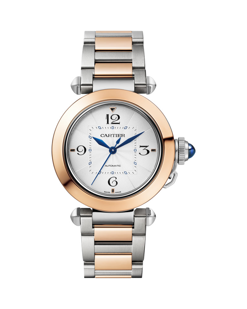 PASHA DE CARTIER , 35 MM,ROSE GOLD AND STEEL, INTERCHANGEABLE METAL AND LEATHER STRAPS