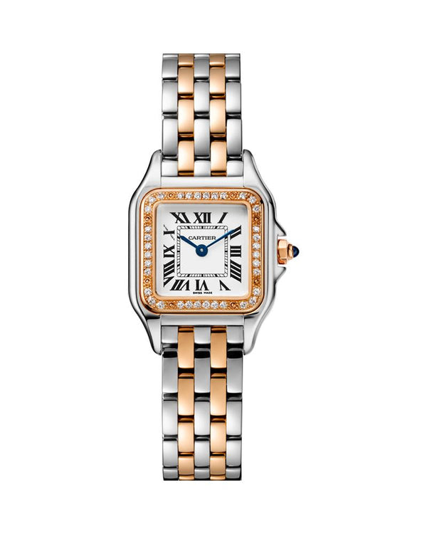 PANTHERE DE CARTIER, SMALL, ROSE GOLD AND STEEL, DIAMONDS