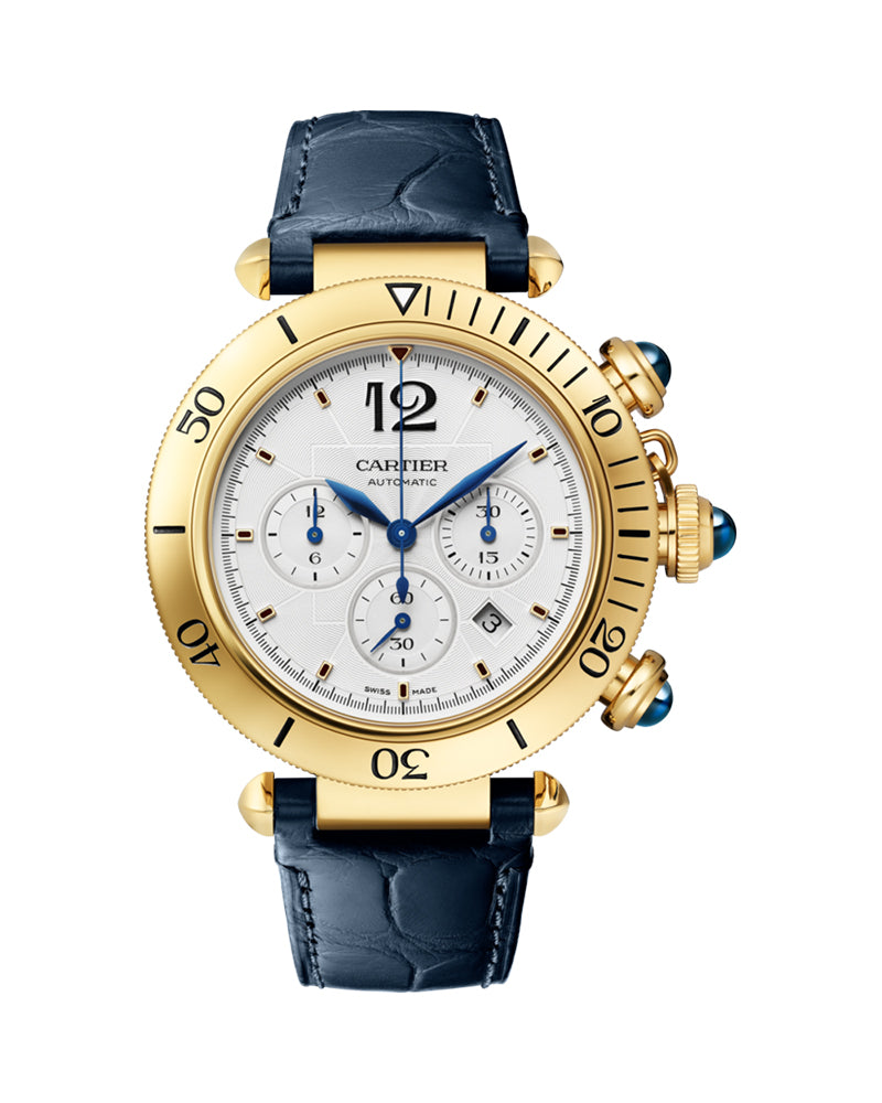 PASHA DE CARTIER 41 MM ,18K YELLOW GOLD, INTERCHANGEABLE LEATHER