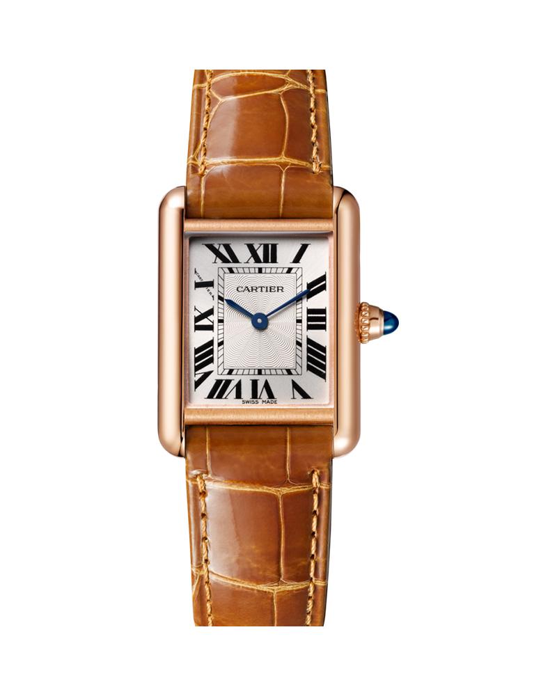 TANK LOUIS CARTIER, SMALL, ROSE GOLD, LEATHER