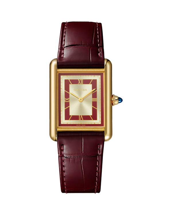 TANK LOUIS CARTIER, LARGE, HAND WOUND, YELLOW GOLD, LEATHER