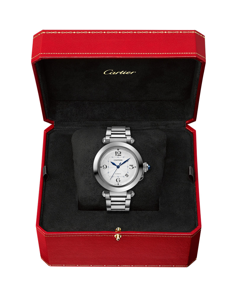 PASHA DE CARTIER, 41 MM, AUTOMATIC MOVEMENT, STEEL, INTERCHANGEABLE METAL AND LEATHER STRAPS